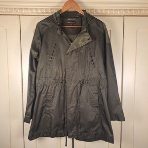 Dana Buchman Army Green Women's Full Zip Hooded Utility Jacket Sz Medium